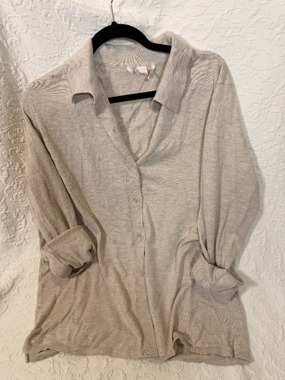 Victoria's Secret Women's Beige Pajama Button Down